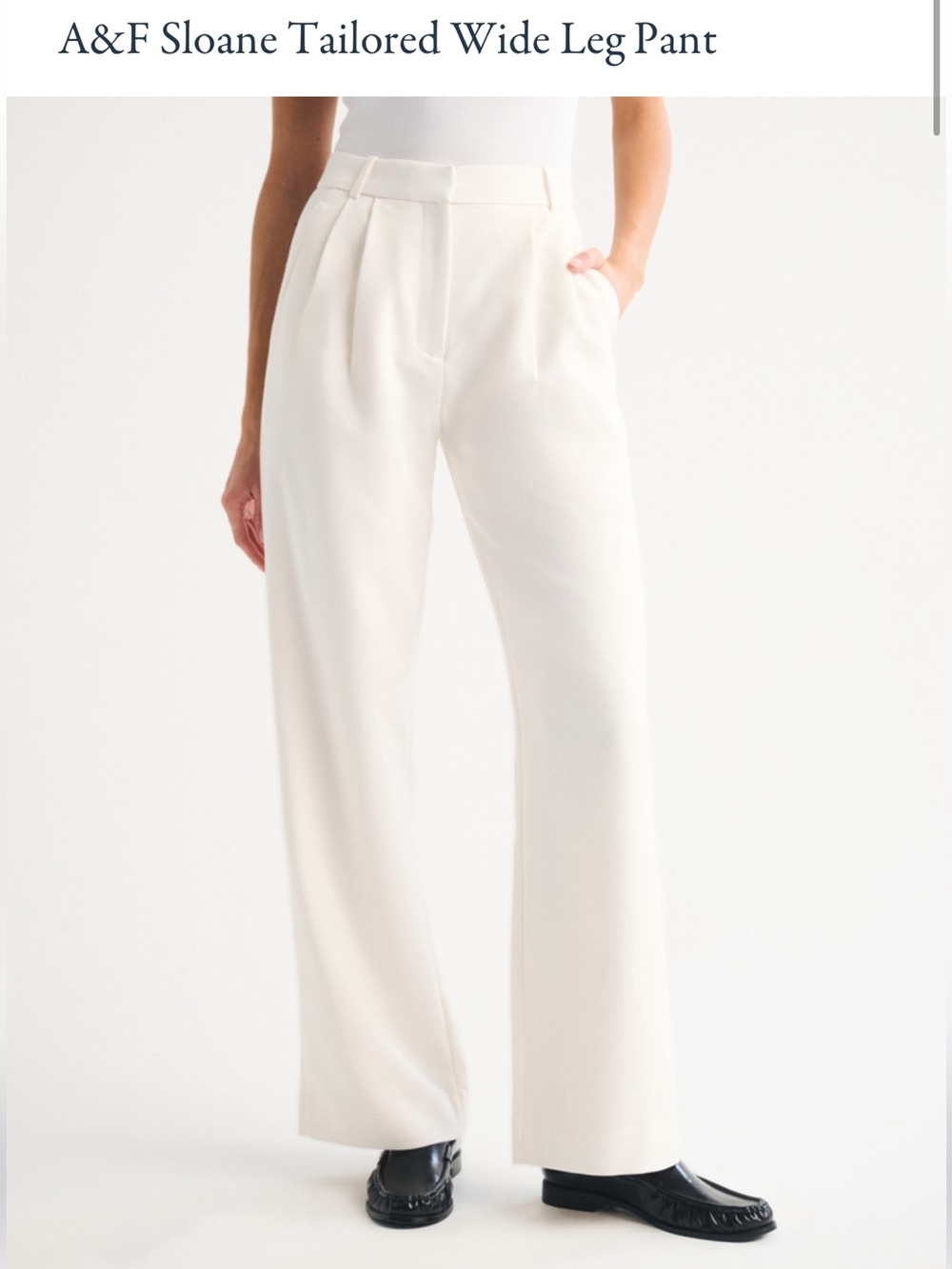 Abercrombie Sloane Tailored wide leg Pant white (size 26)